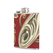 Elegantes botanisches Motiv mit Tan Foliage Flachmann (Links)