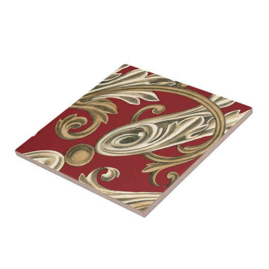 Elegantes botanisches Motiv mit Tan Foliage Fliese (Seite)