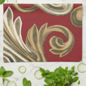 Elegantes botanisches Motiv mit Tan Foliage Handtuch (Gefaltet)