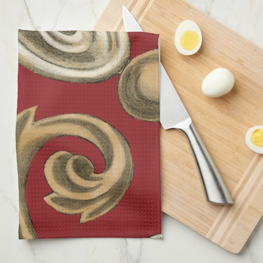 Elegantes botanisches Motiv mit Tan Foliage Handtuch (Viertel Falte)