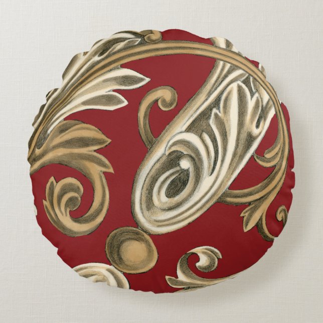 Elegantes botanisches Motiv mit TAN-Laub Rundes Kissen (Vorderseite)