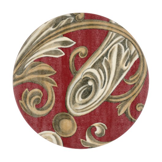 Elegantes botanisches Motiv mit TAN-Laub Schneidebrett (Vorderseite)