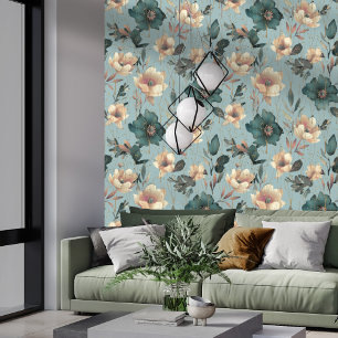 Elegantes botanisches Muster Blau Tapete