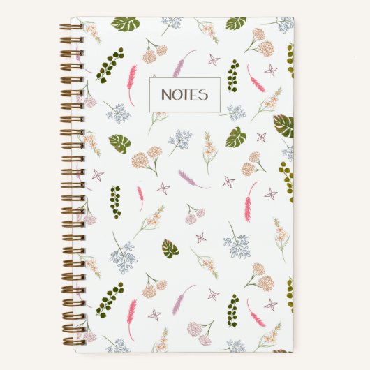Elegantes Botanisches Muster - Blumenschrift Notizblock (Vorderseite)