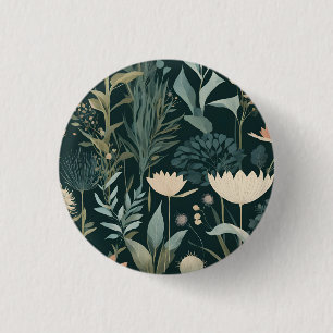 Elegantes botanisches Muster einer Wildblumenwiese Button