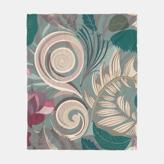 Elegantes botanisches Muster Fleecedecke (Vorderseite)