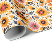 Elegantes botanisches Muster im Herbst Geschenkpapier (Rolleneckpunkt)