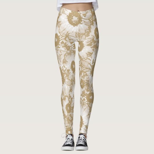Elegantes botanisches Muster Leggings (Vorderseite)