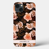 Elegantes botanisches Muster Monogramm Case-Mate iPhone Hülle (Rückseite)