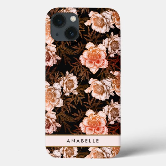 Elegantes botanisches Muster Monogramm Case-Mate iPhone Hülle (Rückseite)