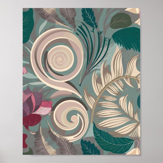 Elegantes botanisches Muster Poster (Vorne)