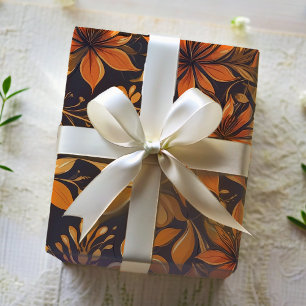 Elegantes botanisches Orange Gold Floral African Geschenkpapier