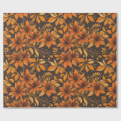 Elegantes botanisches Orange Gold Floral African Geschenkpapier (Flach)