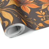 Elegantes botanisches Orange Gold Floral African Geschenkpapier (Rolleneckpunkt)