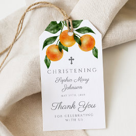 Elegantes botanisches Orangen Christening Geschenkanhänger