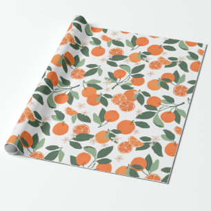 Elegantes botanisches Orangenzitruspapier mit Wrap Geschenkpapier