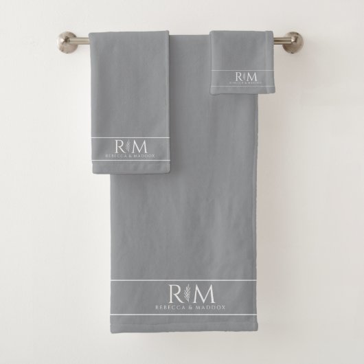 Elegantes botanisches Paarmonogramm Badhandtuch Set (Insitu)