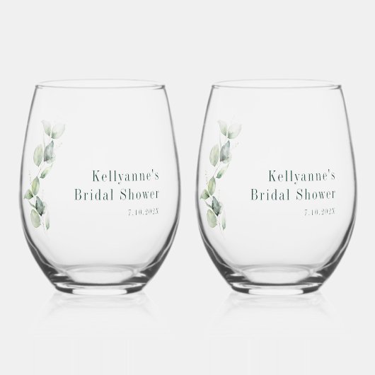 Elegantes botanisches Party Modernes Brautparty Weinglas Ohne Stiel (Vorderseite)