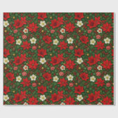 Elegantes Botanisches Poinsettia Blumenmuster Geschenkpapier (Flach)