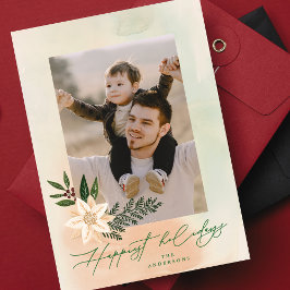 Elegantes botanisches Poinsettia Foto glücklich Feiertagskarte