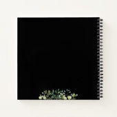 Elegantes botanisches Rahmen-Blätter schwarz Notizblock (Rückseite)