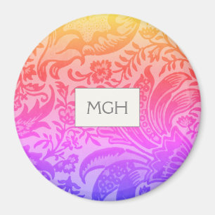 Elegantes botanisches Regenbogen-Monogramm Magnet