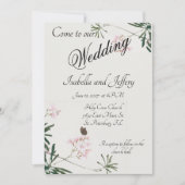 Elegantes Botanisches Rosa Blossom mit Schmetterli Einladung (Vorderseite)