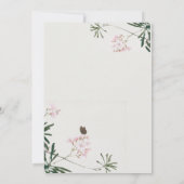 Elegantes Botanisches Rosa Blossom mit Schmetterli Einladung (Rückseite)