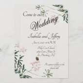 Elegantes Botanisches Rosa Blossom mit Schmetterli Einladung (Vorne/Hinten)