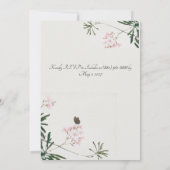 Elegantes Botanisches Rosa Blossom mit Schmetterli Einladung (Rückseite)