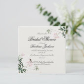 Elegantes Botanisches Rosa Blossom mit Schmetterli Einladung (Stehend Vorderseite)