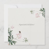 Elegantes Botanisches Rosa Blossom mit Schmetterli Einladung (Rückseite)