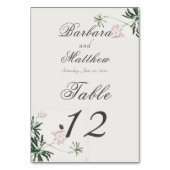 Elegantes Botanisches Rosa Blossom mit Schmetterli Tischnummer (Rückseite)