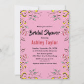 Elegantes botanisches Rosa Brautparty Einladung (Vorderseite)