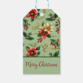 Elegantes botanisches Rot und grüne Poinsettia Geschenkanhänger (Vorderseite)