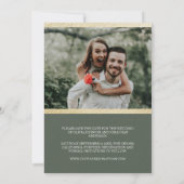 Elegantes botanisches Sage Green Gold Save the Dat Einladung (Rückseite)