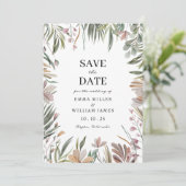 Elegantes botanisches Save the Date (Stehend Vorderseite)