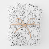 Elegantes botanisches Schwarz-Weiß-Blau Geschenkpapier Set (Beispiel)