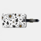 Elegantes botanisches Schwarz-Weiß-Muster Gepäckanhänger (Rückseite horizontal)