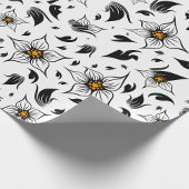 Elegantes botanisches Schwarz-Weiß-Muster Geschenkpapier