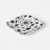 Elegantes botanisches Schwarz-Weiß-Muster Pappteller (Gewinkelt)
