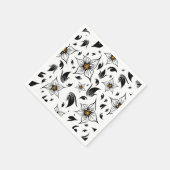 Elegantes botanisches Schwarz-Weiß-Muster Serviette (Ecke)