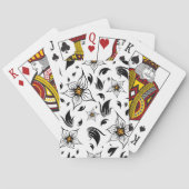 Elegantes botanisches Schwarz-Weiß-Muster Spielkarten (Rückseite)