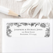 Elegantes botanisches Schwarz-weißes Adressetikett (Insitu)