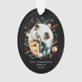 Elegantes botanisches Schwarzes Heiliges Foto Ornament (Vorderseite)