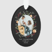 Elegantes botanisches Schwarzes Heiliges Foto Ornament (Rückseite)