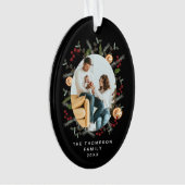 Elegantes botanisches Schwarzes Heiliges Foto Ornament (Vorderseite)