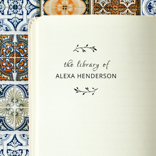 Elegantes, botanisches Skript aus der Bibliothek d Gummistempel