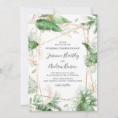 Elegantes botanisches Sommerblatt & Goldhochzeit Einladung (Vorderseite)