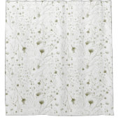 Elegantes botanisches subtile grünes Blumendesign Duschvorhang (Vorderseite)